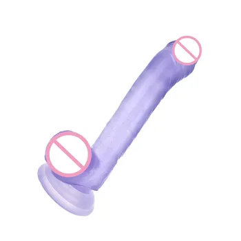 Moale Realist Vibrator 19*3 cm ventuza Vibrator Albastru de Cristal de Culoare Penis urias, Erotic Jelly Vibrator Conslador Adult Jucarii Sexuale pentru Femei.