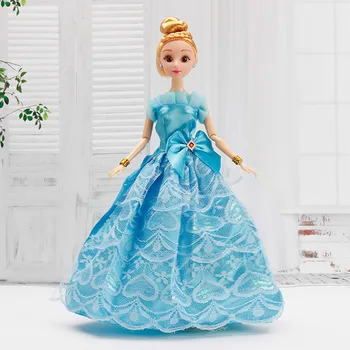 Moda Albastru Bowknot Dantela Papusa Rochie pentru Papusa Barbie Haine de Printesa Rochie de Mireasa Tinute de 11.5