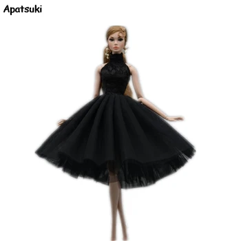Moda negru de Dans Rochie Pentru Barbie Haine de Păpuși 1/6 Papusa Accesorii de Înaltă Gât Balet Costume 4-strat Fusta Petrecere Rochie de Jucărie
