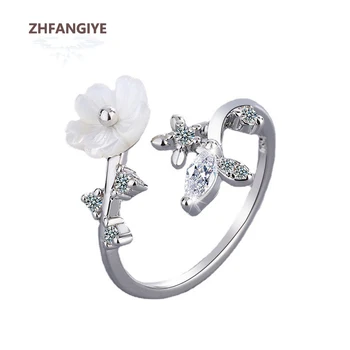 Noua Moda pentru Femei Inel Argint 925 Accesorii Bijuterii cu pietre semipretioase de Zircon Floare Forma Deschide Inele pentru Petrecerea de Nunta Cadou