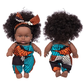 Noul Costum Nou Copil African Păpuși Pop Renăscut Silico Bathrobre Vny 20cm Născut Poupee Boneca Copil Jucărie Moale Fata Todder