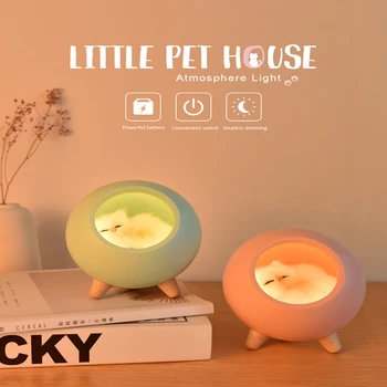 Pisica Drăguț Casă Touch Dimmer Lumina de Noapte pentru Copii Dormitor Copil Noptiera Acasă Decorare Cadou Creativ Pisici Lămpi cu Led-uri Lampa de Noapte