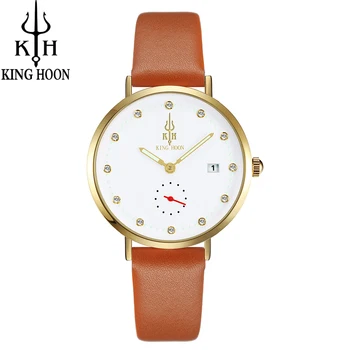 REGELE HOON 2017 vânzări la Cald ceas femei ceas rochie ceas de brand femei Casual din Piele cuarț ceas Analogic femei încheietura ceas cadouri