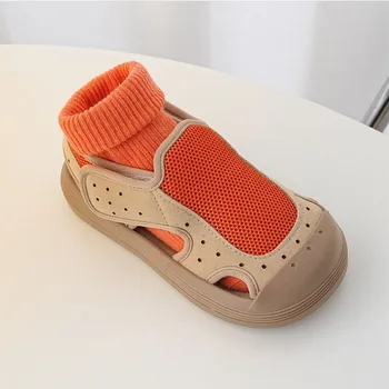 Respirabil pentru copii pantofi ochiurilor de plasă jumătate sandale 2022 vara noi băieți și fete plasă gol pantofi casual