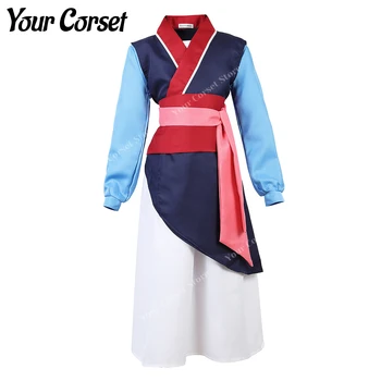 Rochie de printesa pentru Fete Copii Mu-Lan Cosplay Costum Tradițională Chineză Rochie cu Maneci Lungi Antic Chinez Costum pentru Fete