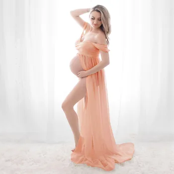 Rochii de moda pentru Femeile Gravide Sifon Split Solid de Culoare Moda Fotografie Comemorativă Rochie Rochie de Maternitate