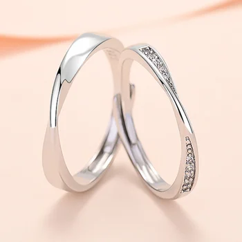 S925 Argint Möbius Inel Propunere Pentru Om, Femeie De Moda Zircon Simplu Bijuterii Cuplu De Nunta, Accesorii De Petrecere