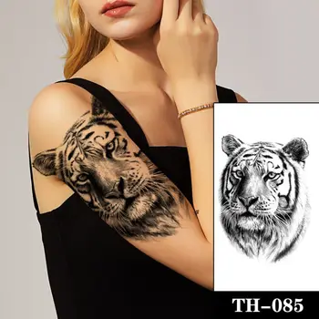 Schiță negru Tigru Impermeabil Tatuaj Temporar Autocolant Design Realist Tatuaje False Flash Tatuaj Braț de Arta Corp pentru Femei, Bărbați