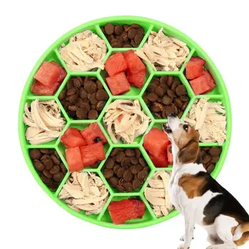 Silicon Lent Alimentator Câine Boluri Hexagonale Fagure De Miere Slow Food Castron Prevenirea Sufocare Sănătos Design Castron Pentru Câini Mari