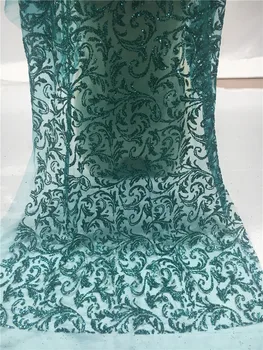 special de culoare verde lipite sclipici dantela tesatura JRB-102124 top de vânzare sclipici plasă de material pentru rochie de seara de 5 metri