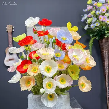 SunMade Ins Artificiale Frumoase Flori De Mac Acasă Nunta Decor Interior Decor Camera Accesorii Pentru Aranjamente Florale De Toamna