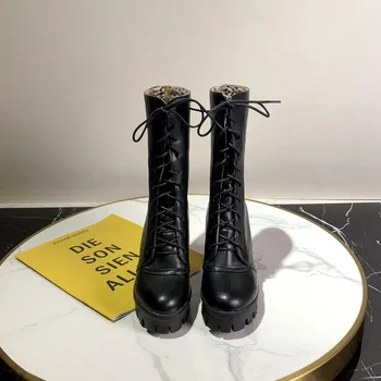 Supradimensionat de Mari dimensiuni marime Mare pentru femei de moda cizme Rotund toe Toc Gros, pantofi platforma, cizme de sex feminin pantofi femei