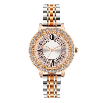TIME100 Ceas pentru Femei de Moda de Lux Înstelat Diamant, Cuarț Ceas Cadran Roman Pur Centura de Oțel Acoperit cu Trei pini Disc rezistent la apa