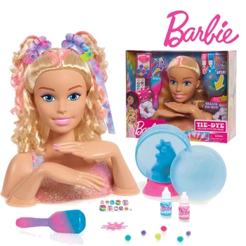 Trimite În 45 de Zile Barbie Tie-Dye de Lux Styling Cap Părul Blond cu accente Roz Familie Jucării Coafura de Design Papusa Cadouri