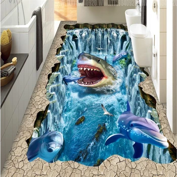 wellyu Personalizate rechin cascada auto - adeziv pastă de podea tapet dormitor 3d tapet rezistent la apa decor acasă