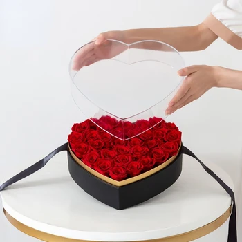 1 buc Cutie de Depozitare Fereastra Design în Formă de Inimă Sapun Flori de Ambalare Cadou Aranjament Cutie Container pentru Ziua de nastere Aniversare de Nunta
