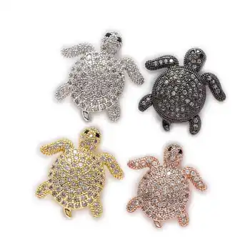 1 Bucată Micro Insertii de Zircon broască Țestoasă de Cupru în Formă de Margele Pentru a Face Bijuterii Femei Copii DIY Brățară Colier Constatările 18mm
