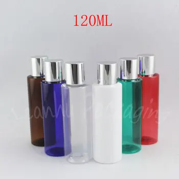 120ML Gol Umăr Plat Sticla de Plastic , 120CC Gol Container Cosmetice Șampon / Gel de Duș Sub-îmbuteliere ( 50 buc/Lot )