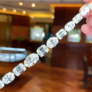 14K Aur Alb de Laborator Diamant brățară Brățară de Logodna Nunta Bratari Pentru Femei de Mireasă la Modă Partid de Bijuterii Cadou