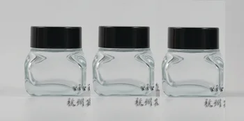 15g clar pătrat de sticlă crema borcan cu capac negru, 15g borcan cosmetice,ambalaj pentru proba/crema de ochi,15g mini sticlă