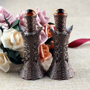 15ml Antichizat Metal Sticlă Stil Arab Ulei Esential de Sticla cu Sticla Dropper Țeavă Dreaptă Orientul Mijlociu Parfum Sticla de Ulei