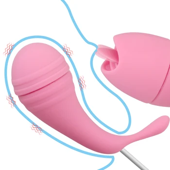 2 În 1 Vibratoare Ou Inseriabil Femei Vagin Masaj Punctul G Limba Lins Vibrator Stimulator Clitoris Jucarii Sexuale Pentru Adulți Produs