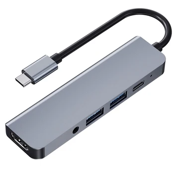 2008N 5 In 1 USB 3.0 x2 + HDMI + PD + 3.5 mm Port Multi-funcție de Tip Inteligent-C / USB-C HUB Docking Station