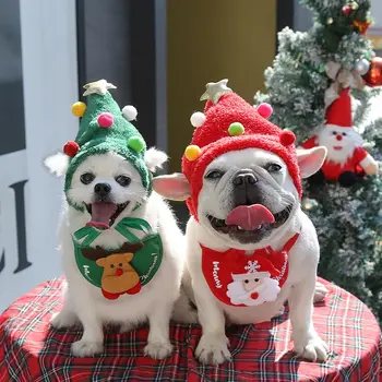 2022 Crăciun Câine Pălărie Bandană Santa Bavete Eșarfă De Iarnă Drăguț Costum Cosplay Costum Pentru Chihuahua York Animale De Companie Articole Accesorii