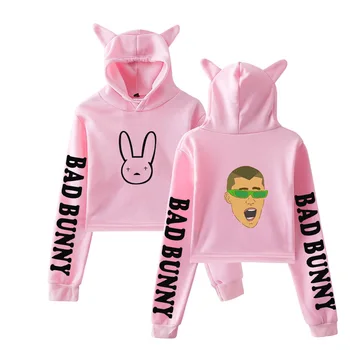 2022 Nou Rapper-Ul Hip-Hop Bad Bunny Femei Hoodie Pulover Maneca Lunga Topuri Scurte Jumper Tricou Casual Cu Glugă Crop Top Hip Hop 