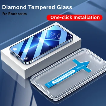 Auto-Eliminare Praf Premium de Ecran Protector Pentru iPhone 14 Pro Max 13 12 11 XS XR X 14 plus Sticla Instalați Instrument de Dotari