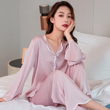 Body Femei Două Piese Set De Pijama Casual Satin Pijamale Pijamale Moi Camasa De Noapte, Haine De Acasă 2021 Noi Pijamas Îmbrăcăminte De Noapte