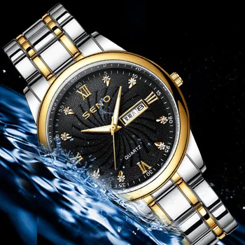 Bărbați ceas Ultra-subțire impermeabil Ceas de mana barbati luminos dublu calendar ceasuri quartz diamant om de afaceri de ceasuri de lux ceasuri