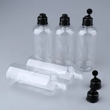 Clar 100/200/300 mL Sticle Goale de Plastic Negru cu Capace Flip - BPA-free - Set de 5 - Ambalare Sticle de Călătorie