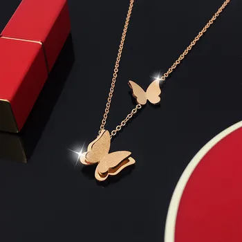 Collares De Moda 2020 Romantic Din Oțel Inoxidabil, Culoare Rose Gold Butterfly Clavicula Lanț Colier Cadouri Prietena Boho Guler