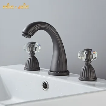 Cristal bazinul robinet gri, bronz, alama baie robinet dublu mâner robinet de apă Gunmetal chiuveta de robinet rece și caldă mixer robinet 1111GM