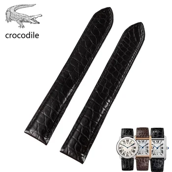 Curea de ceas potrivit pentru Cartier tank solo Ronde Santos ceas trupa autentic de crocodil din piele respirabil de înaltă calitate