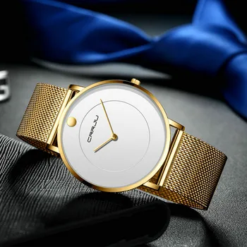 De lux CRRJU Brand Ultra-Subțire Sport Cuarț Bărbați Ceasuri Reloj Hombre de Moda Rochie de Afaceri Plasă de Oțel Band Ceas Pentru Bărbați