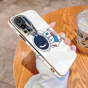 De lux Placare Caz Telefon Moale Pentru Vivo X80 Pro X70 5G X60 X9 X9S de Desene animate Anime Drăguț Astronaut la Șocuri Tpu Coajă de Telefon Capacul