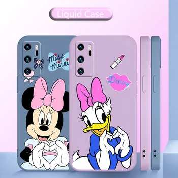 Disney Mickey Donald Duck dragoste Caz de Telefon Lichid Frânghie Pentru Huawei P20 P20 PRO LITE P30 LITE PRO P40 P50 PRO LITE P SMART PLUS