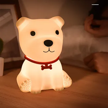 Drăguț Câine Silicon LED Noapte Lighs RGB USB Reîncărcabilă Silicon Puppy Lampă Pentru Copii Cadouri pentru Copii de Acasă Decro LED Lampă de Noapte