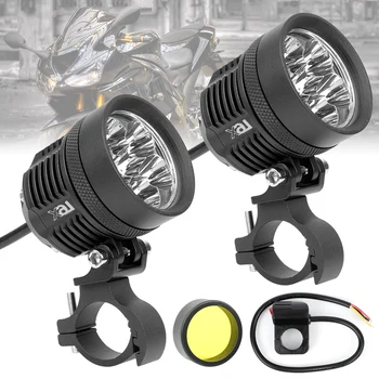 Dublu Culori 2 BUC 12V Ceață DRL lampa Auto Universal Motocicleta ATV-uri Modificate Becuri cu Luminozitate Ridicată Motocicleta Faruri 6 LED-uri