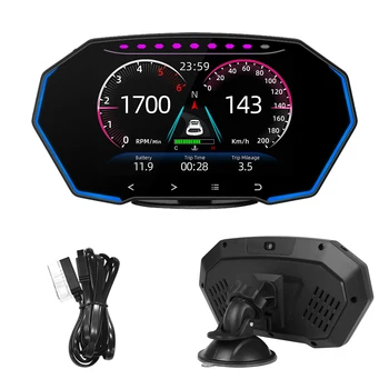 F11 OBD2 GPS Sistem Dual LCD Ecran HUD Vitezometru Diagnostic de 4 Inch de Alarmă de Securitate 7 Culori Mașină Head Up Display