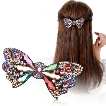 Fluture Coada de cal de Păr Clip - Stras Ornament de Par Agrafe de par pentru Femei Fete Accesoriu de Păr Bijuterii pentru Tiara Mireasa Purta