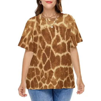 Girafa De Piele Print T Shirt Art Animal Casual Tricou Maneca Scurta Estetice Tricou, Plus Dimensiunii Vară Grafic Haine Cadou