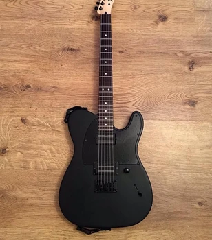 High-end personalizate 6-string chitara electrica, negru mat corp, blocare harpă buton, pasiv, punct de rouă pickup, negru hardware, negru guar