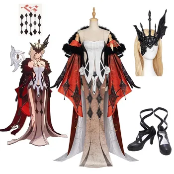 Joc Genshin Impact La Signora Cosplay Costum Carnaval de Halloween Rochie Sexy Femei Costum Set Complet cu Masca de Recuzită Peruca