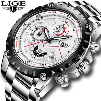 LIGE 2022 Moda de Argint Mens Watch Top Brand de Lux din Oțel Complet rezistent la apa 30M Ceas Bărbați Cuarț Ceas de Afaceri Ceas Cronograf