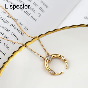 Lispector de Lux cu Aur de 18K Cristal Luna Pandantiv Coliere pentru Femei Crescent 925 Argintiu Colier Simplu Boho Bijuterii