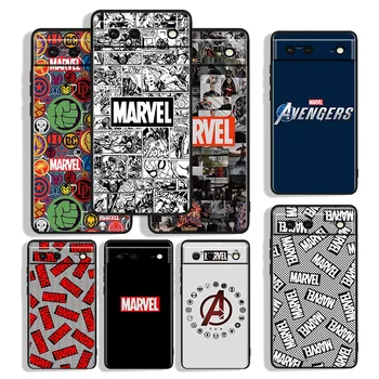 Logo-ul Marvel Avengers Caz de Telefon Pentru Google Pixel 4 Pixel 4A Pixel 5 Pixeli 5A Pixel 6 Pixel 6a Pixel 7 XL Pro Negru Funda Acoperi