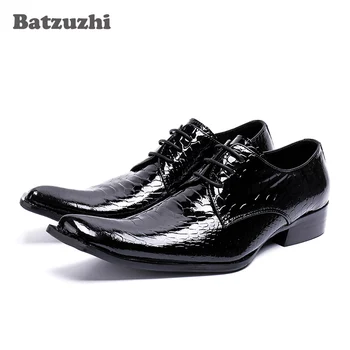 Manual de Moda Mens Pantofi Rochie din Piele Neagră Oameni de Afaceri Pantofi 2018 Oxfords Dantela-up Zapatos Hombre Nunta, US12